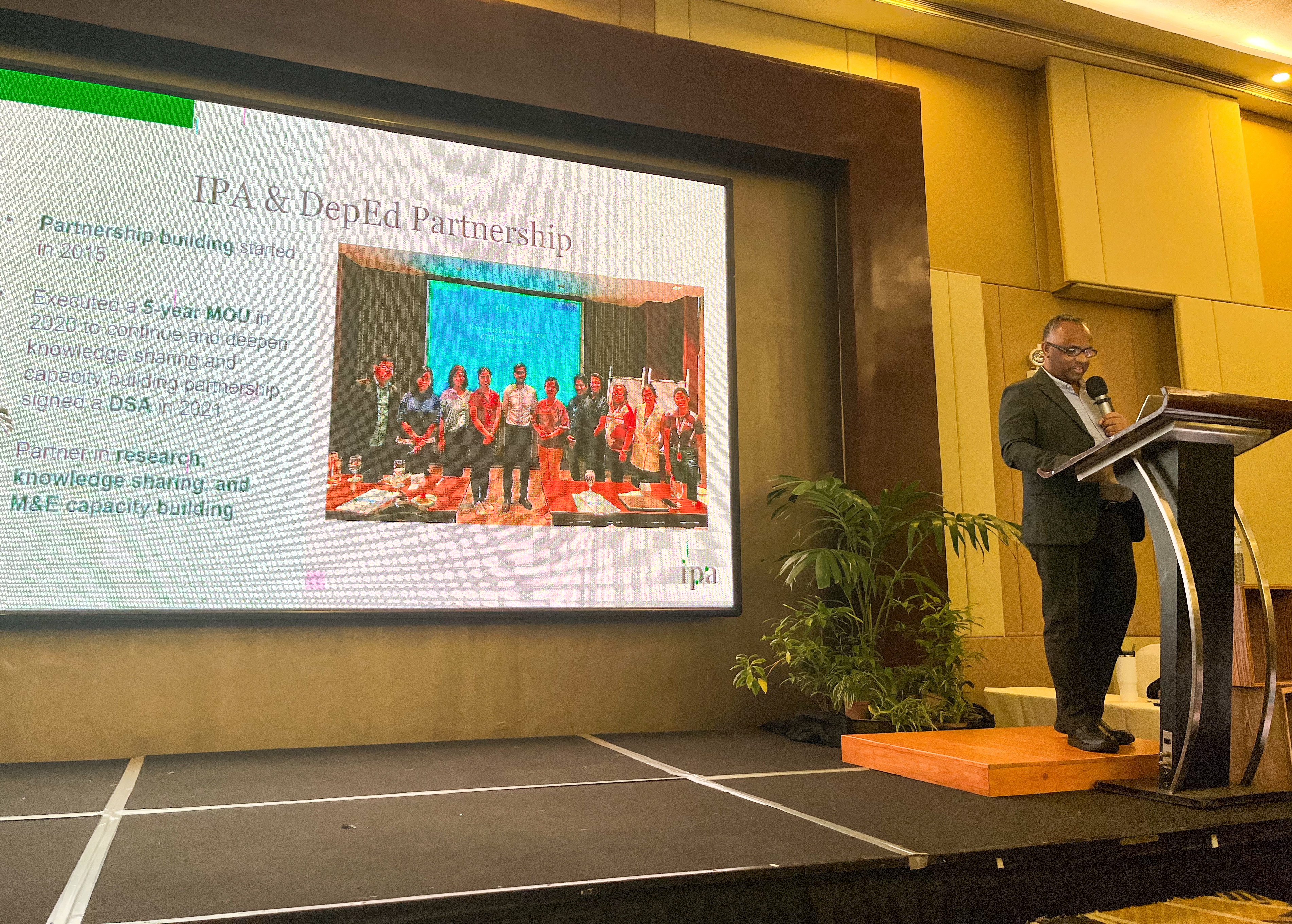 Country Director Aftab Opel gives presentation about IPA and DepEd