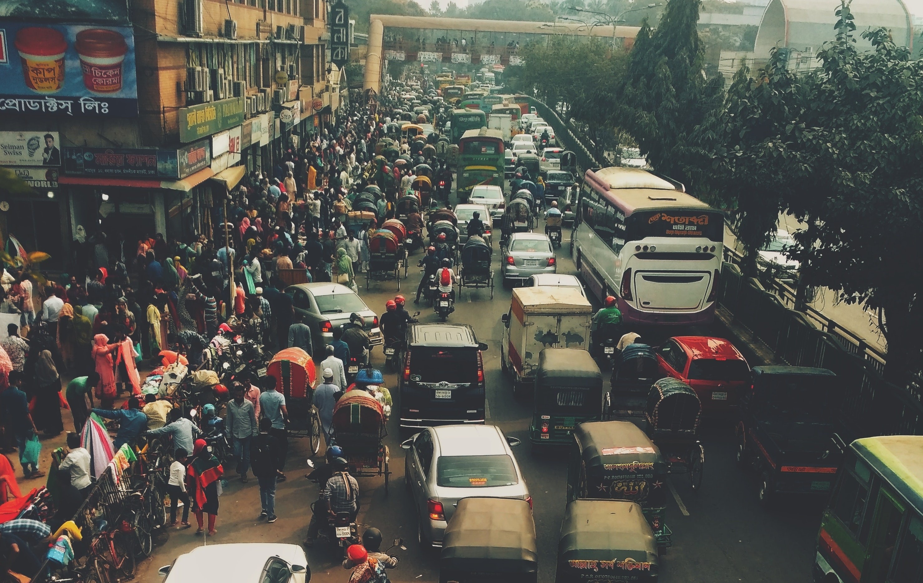 A busy street in Dhaka A busy street in Dhaka