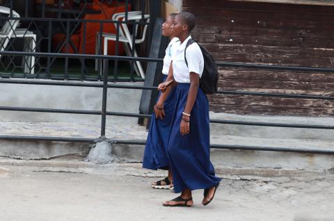 Girls walking to school in Abidjan