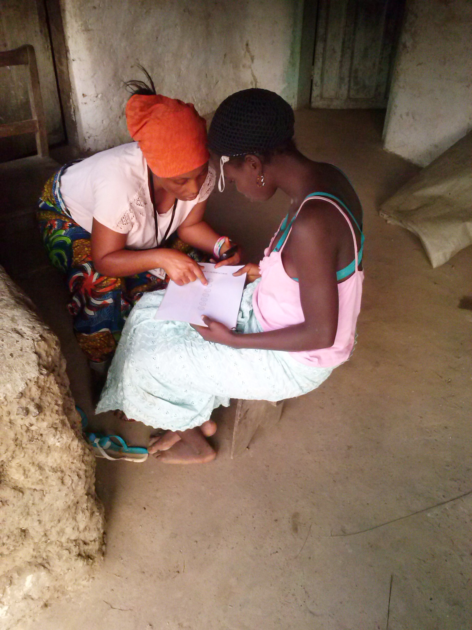 Adolescent girl participating in a baseline survey of the ELA program