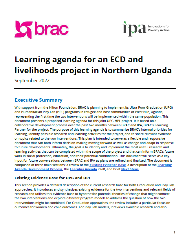 Thumbnail image of the first page of the learning agenda PDF