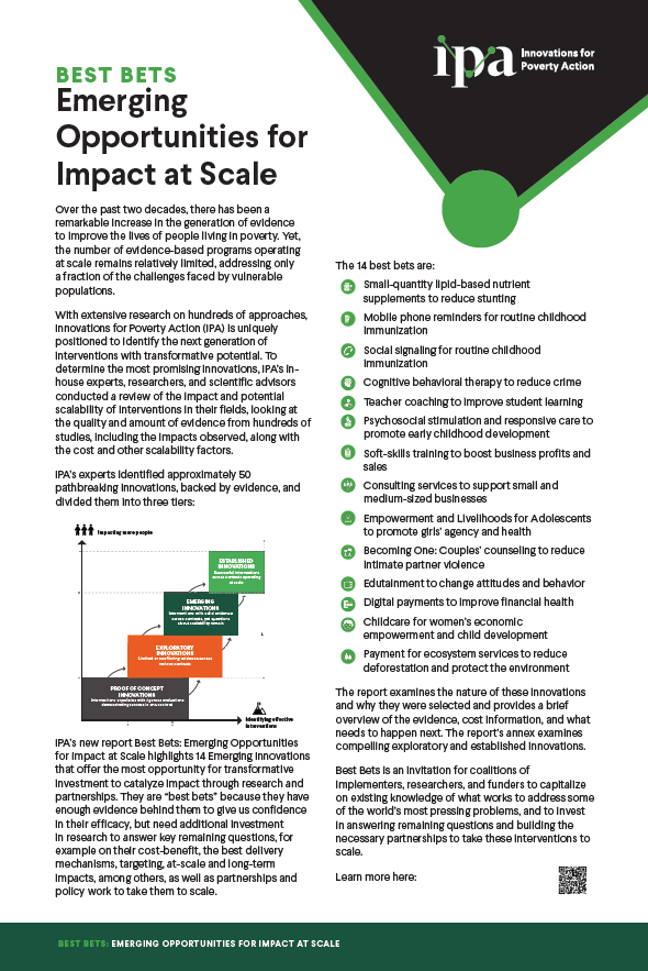 Thumbnail image of the Best Bets one-pager document