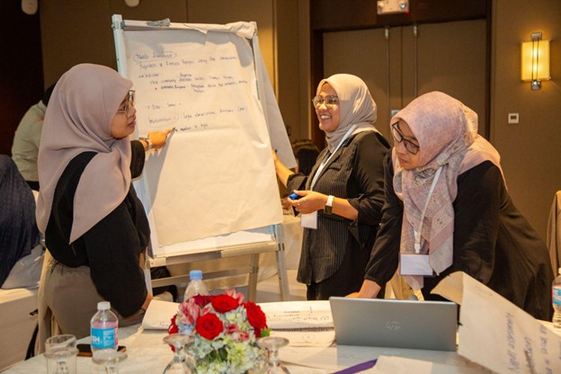 A team from a humanitarian organization during a workshop at the Humanitarian Action and Displacement Response Research Incubator in Manila. ©2025, J-PAL