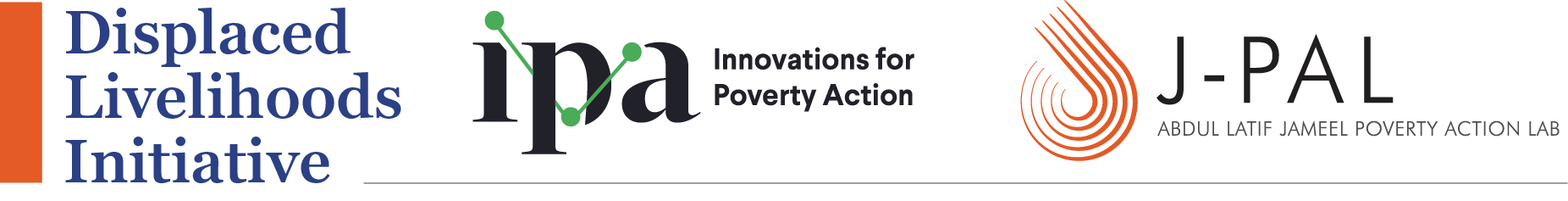 IPA and J-PAL logos for the Displaced Livelihoods Initiative