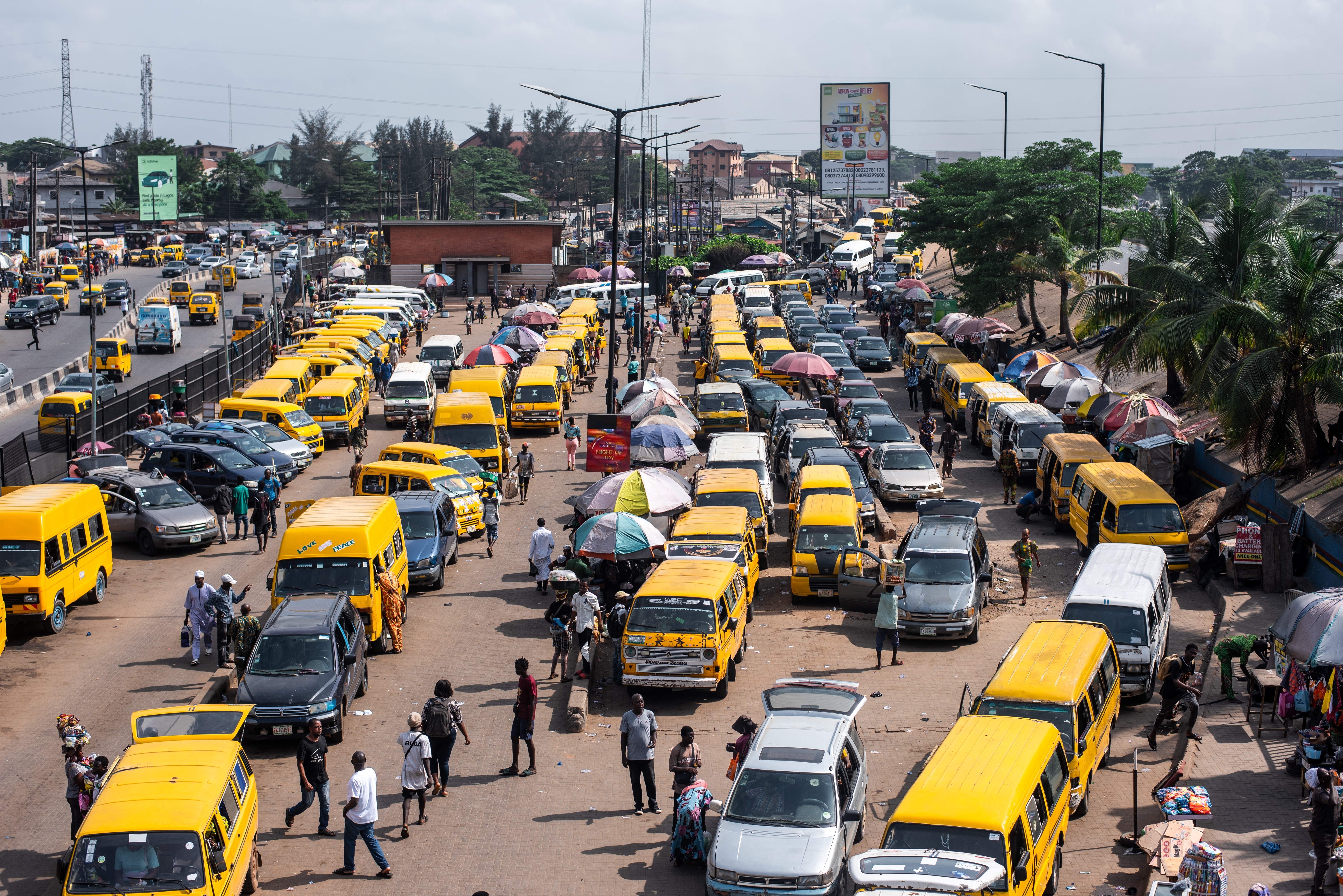 Bus station in Lagos, Nigeria. 