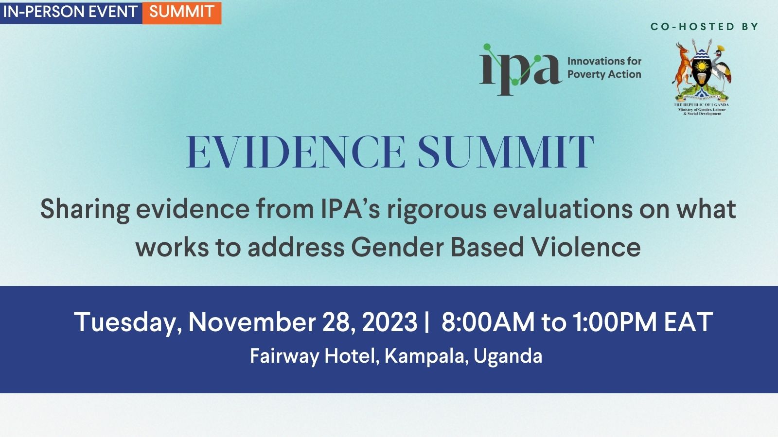 IPA Uganda's Evidence Summit Event Poster