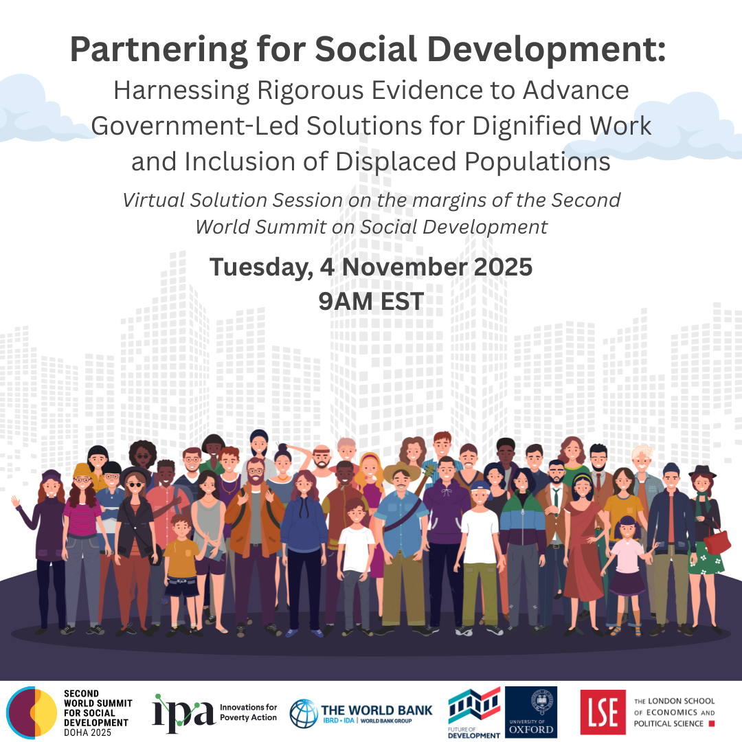 Canva flyer with event title above an illustration of people standing in front of a skyline of buildings. This event will take place on November 4, 2025 at 9am EST