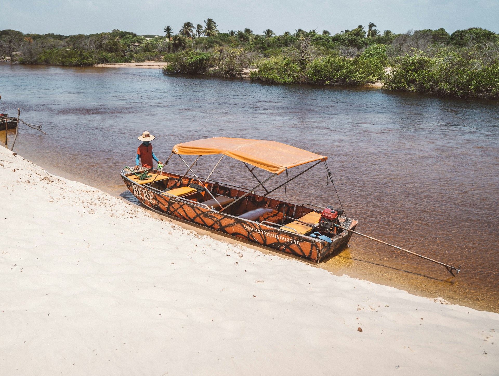 A boat on a lagoon in the state of Maranhão, Brazil
