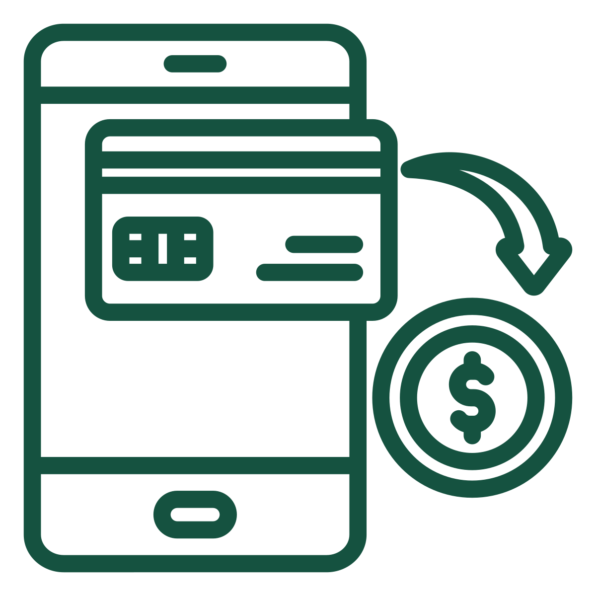 Icon of a financial transaction on a mobile phone