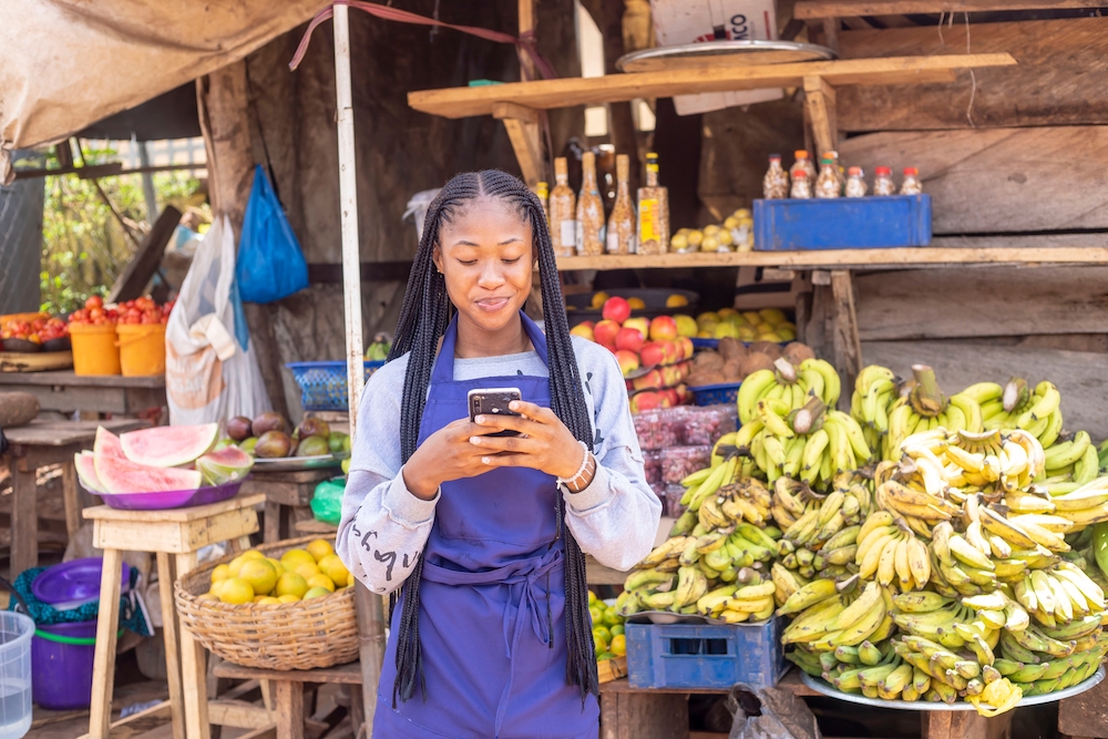 a woman using her mobile