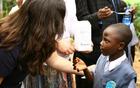 A child is given deworming medicine in Kenya
