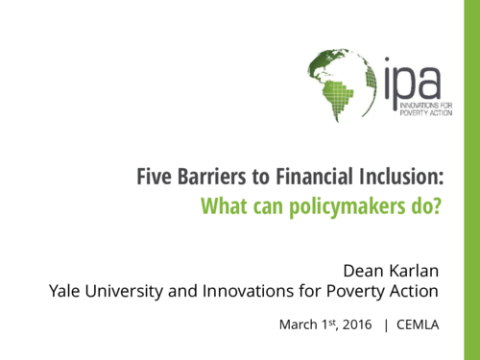 Five Barriers to Financial Inclusion: What can policymakers do?