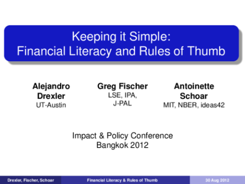 Rester simple : littératie financière et règles empiriques