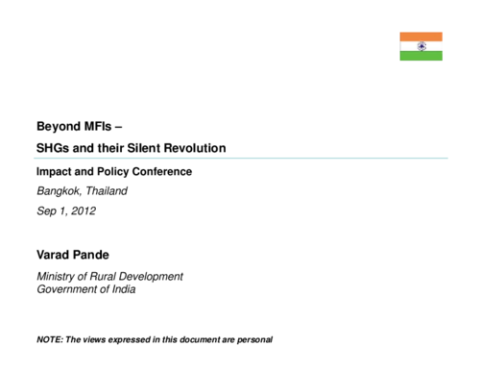 Beyond MFIs: SHGs and their Silent Revolution