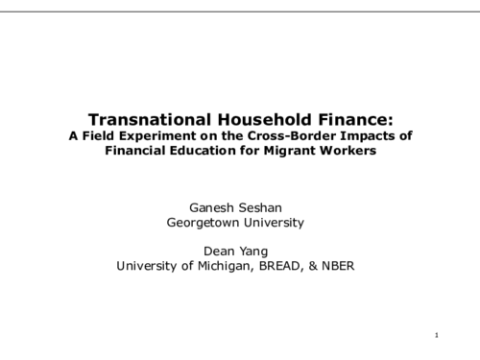 Transnational Household Finance: A Field Experiment on the Cross-Border Impacts of Financial Education for Migrant Workers