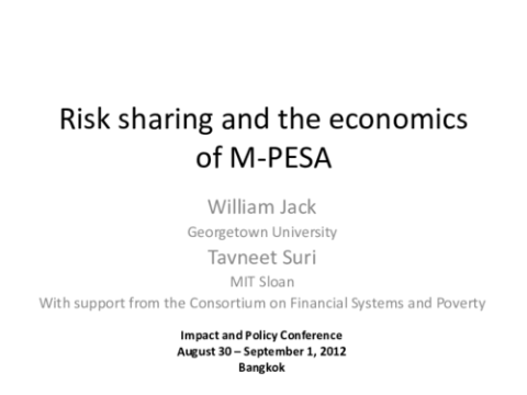 Risk sharing and the economics of M-PESA