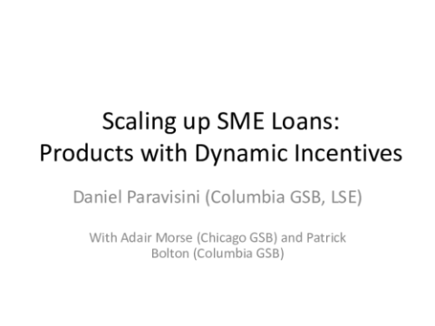 Scaling up SME Loans: Products with Dynamic Incentives