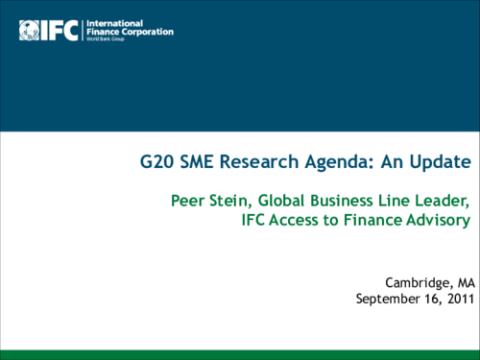 G20 SME Research Agenda: An Update