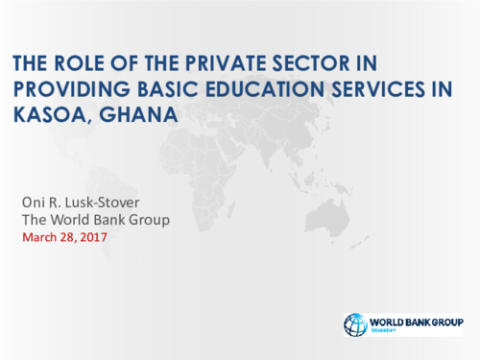 The Role of the Private Sector in Providing Basic Education Services in Kasoa, Ghana