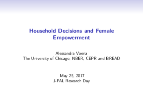 Household Decisions and Female Empowerment
