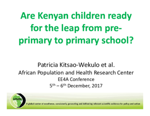 Are Kenyan Children Ready for the Leap from Pre-Primary to Primary School?