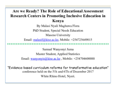 Are We Ready? The Role of Educational Assessment Research Centers in Promoting Inclusive Education in Kenya