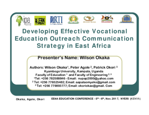 Developing Effective Vocational Education Outreach Communication Strategy in East Africa