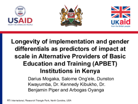 Longevity of Implementation and Gender Differentials as Predictors of Impact at Scale