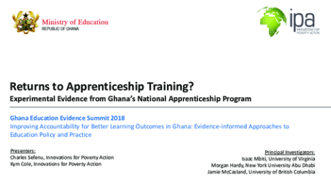 Returns to Apprenticeship Training? Experimental Evidence from Ghana’s National Apprenticeship Program