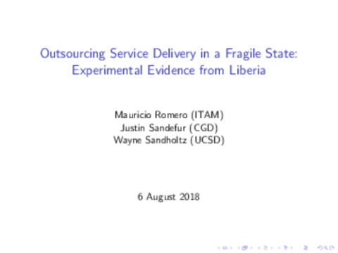 Outsourcing Service Delivery in a Fragile State: Experimental Evidence from Liberia