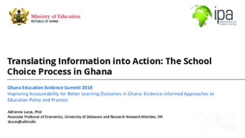 Translating Information into Action: The School Choice Process in Ghana