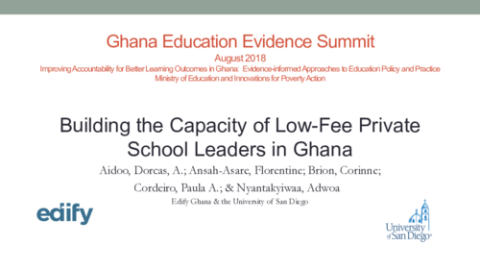 Building the Capacity of Low-Fee Private School Leaders in Ghana