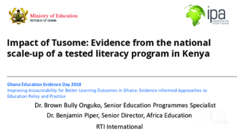Impact of Tusome: Evidence from the national scale-up of a tested literacy program in Kenya