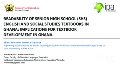 Readability of Senior High School (SHS) English and Social Studies Textbooks in Ghana: Implications for Textbook Development in 