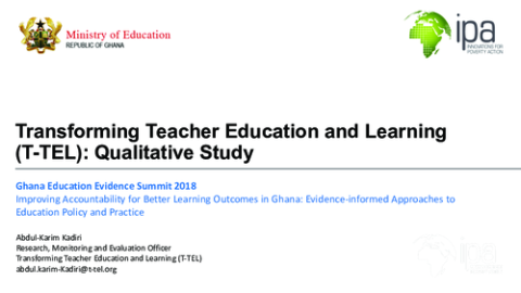 Transforming Teacher Education and Learning (T-TEL): Qualitative Study