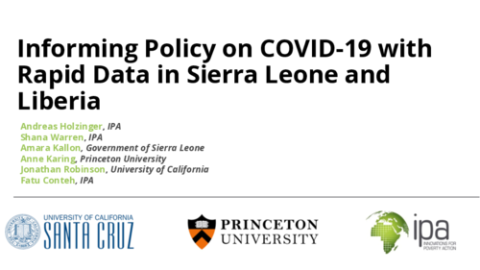 Informing Policy on COVID-19 with Rapid Data in Sierra Leone and Liberia