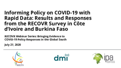 Informing Policy on COVID-19 with Rapid Data: Results and Responses from the RECOVR Survey in Côte d’Ivoire and Burkina Faso