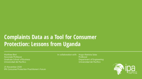 Complaints Data as a Tool for Consumer Protection: Lessons from Uganda