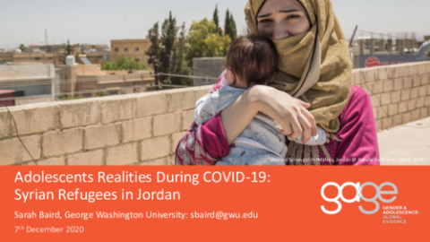 Réalités des adolescents pendant le COVID-19 : Réfugiés syriens en Jordanie