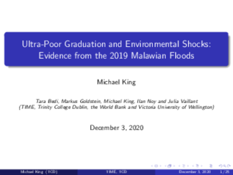 Ultra-Poor Graduation and Environmental Shocks: Evidence from the 2019 Malawian Floods