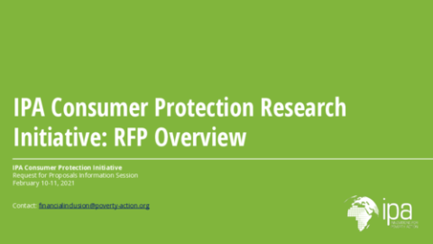 IPA Consumer Protection Research Initiative: RFP Overview