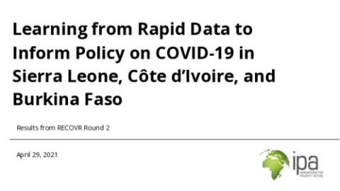 Learning from Rapid Data to Inform Policy on COVID-19 in Sierra Leone, Côte d’Ivoire, and Burkina Faso