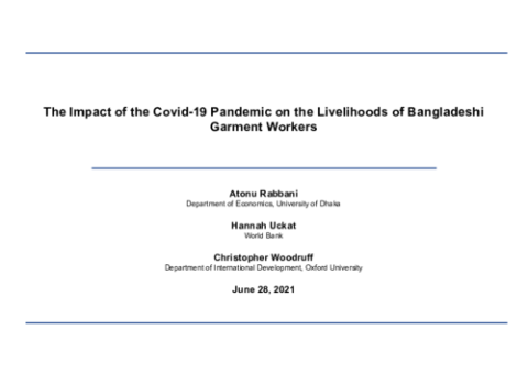 The Impact of the COVID-19 Pandemic on the Livelihoods of Bangladeshi Garment Workers