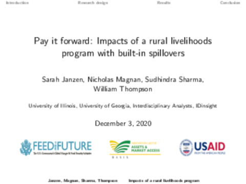 Pay it forward: impactos de un programa de medios de vida rurales con efectos indirectos incorporados