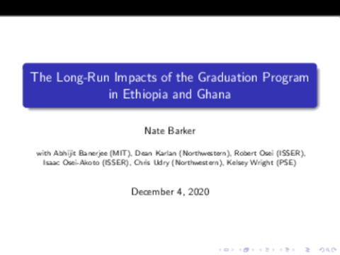 The Long-Run Impacts of the Graduation Program in Ethiopia and Ghana