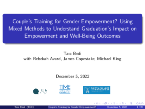 Couples Training for Gender Empowerment: Using Mixed Methods to Understand Graduation's Impact