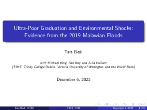 Ultra-poor graduation and environmental shocks: Evidence from the 2019 Malawian floods