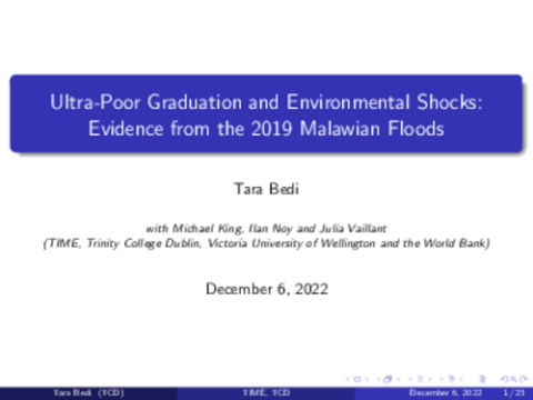 11. Ultra-poor graduation and environmental shocks: Evidence from the ...