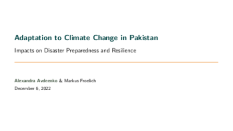 Adaptation to Climate Change in Pakistan: Impacts on Disaster Preparedness and Resilience