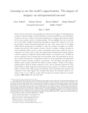 Learning to see the world’s opportunities: The impact of imagery on entrepreneurial success